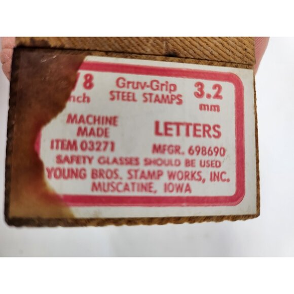 Vintage Young Bros 3/8 Steel Letter Stamp Set in Wooden Box 27 Pieces - Picture 5 of 7
